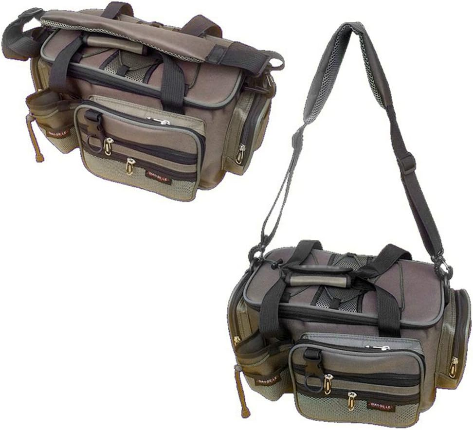 Multifunctional Fishing Sling Bag Bait Tackle Handbag Spacious Waist Pouch Case with Main Compartment Padded Sleeve Front External Pockets Side Top-Loading Elastics Coated Internal Water Carrying Hand