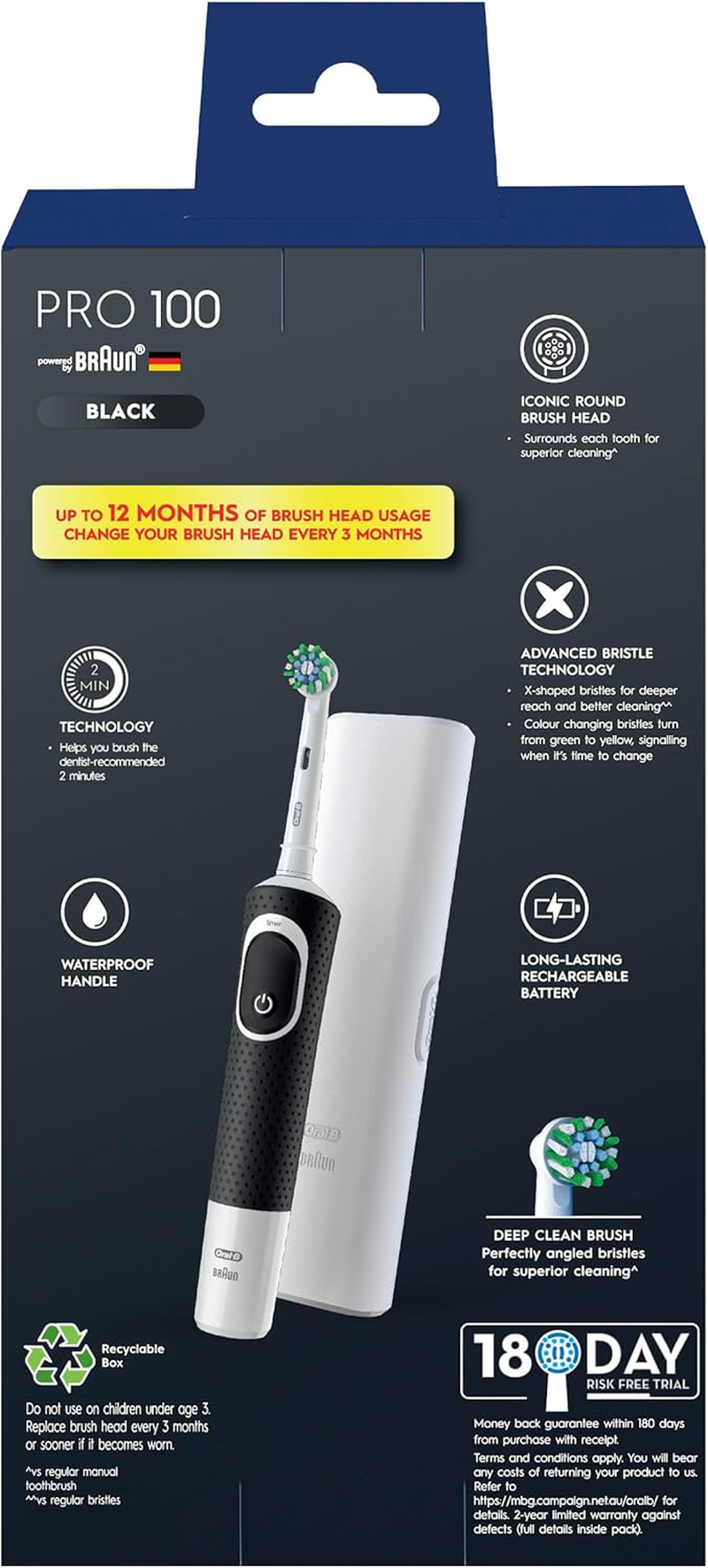 Oral-B Pro 100 1 Year Starter Kit Electric Toothbrush image number 1