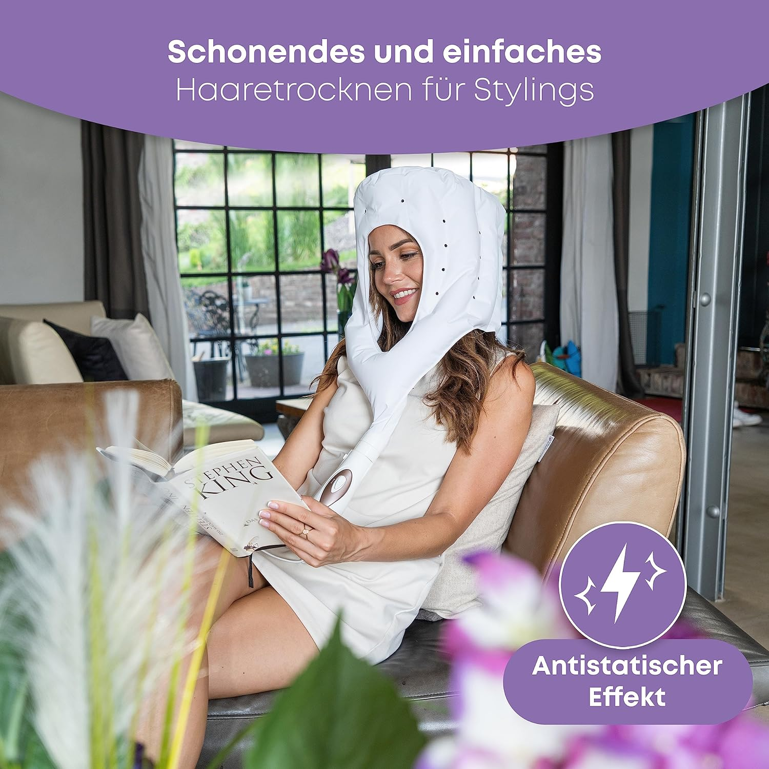 Proficare PC-HTH 3003 3In1 Ion Drying Hood, Hair Dryer and Curling Brush in One, Incl. Practical Storage Bag, White image number 5