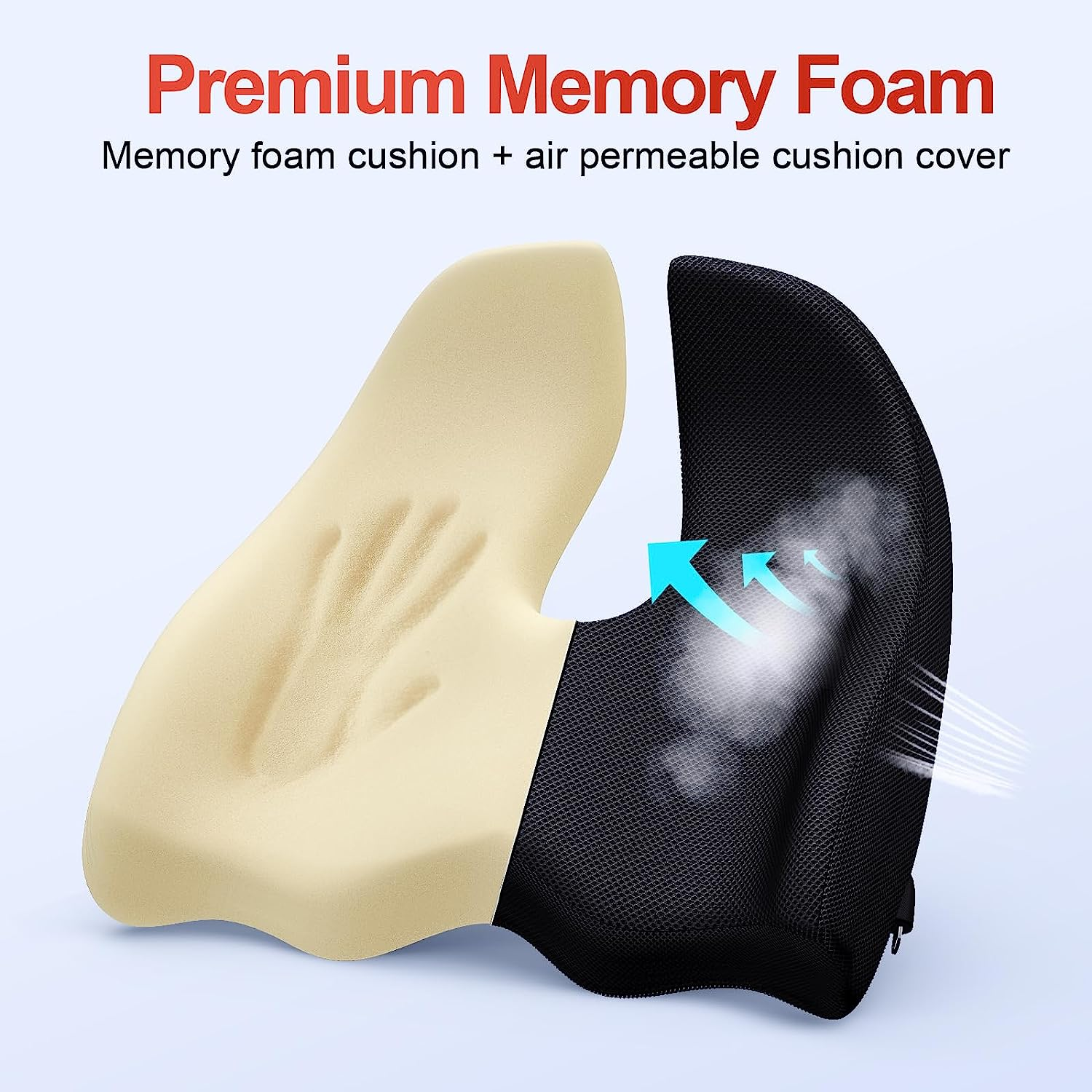 Benazcap with Extra Cover Memory Seat Cushion for Office Chair, Ergonomic Cushions Butt Pillow for Sciatica & Tailbone Pain Relief for Long Sitting for Gaming Chair and Car Seat image number 5