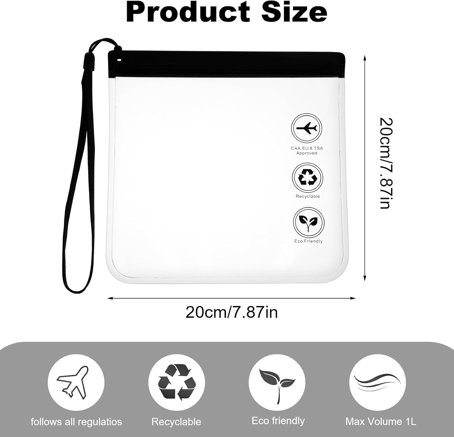 Demistus 2-Piece Reusable Tsa-Approved Clear Travel Toiletry Bag Set, Travel Accessories Makeup Pouch, Vacation Essentials Luggage Accessories (20X20) Pink image number 1