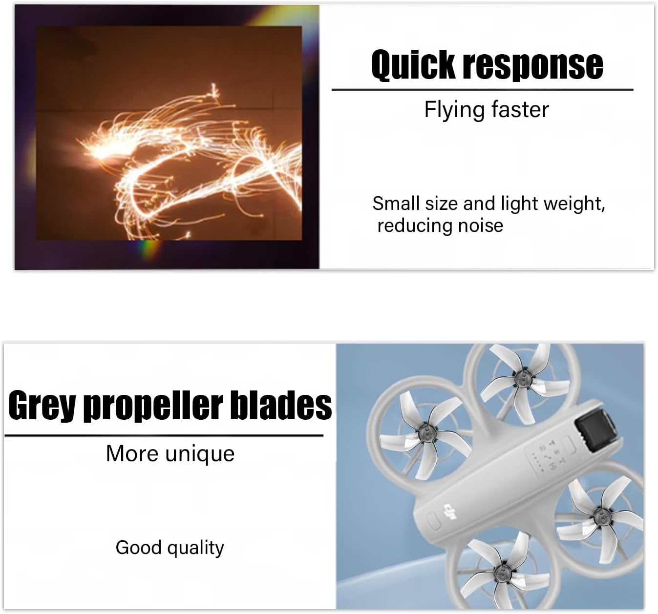 2 Pairs Low Noise Propellers Compatible with DJI NEO, Propeller Quiet for DJI NEO, Safe Multicoloured Available Low Noise Quick Release Robust Drone Accessories, Propeller Replacement Wings, Grey image number 5