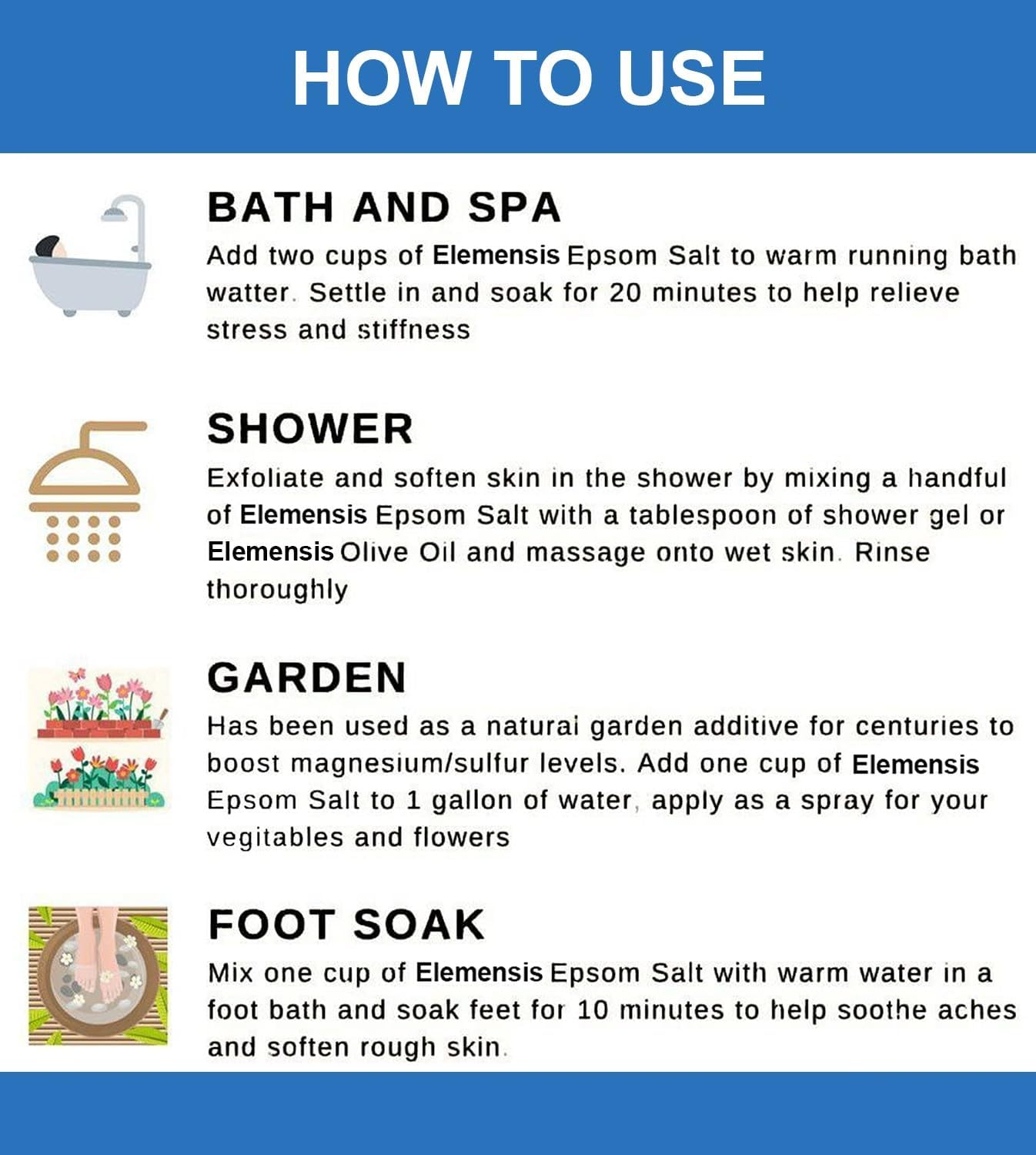 Epsom Salt (Magnesium Sulphate) for Bathing, Relaxing Foot and Pain Relief Therapeutic Spa Treatment & Refreshing Body, 1Kg(Pack of 2, Each 500Gm) image number 2