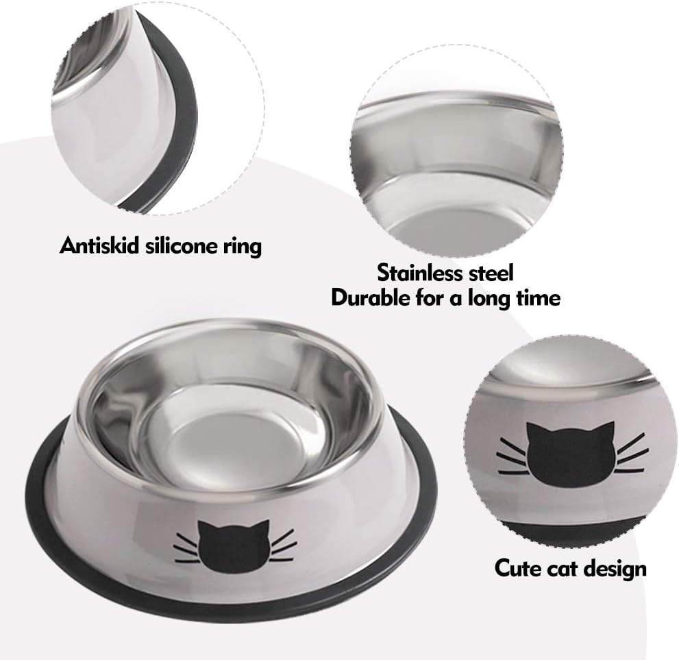 Cat Bowls, Set of 2 Cat Feeding Bowls, Cat Feeding Bowls, Double Cats, Water Feeding Bowl, Stainless Steel