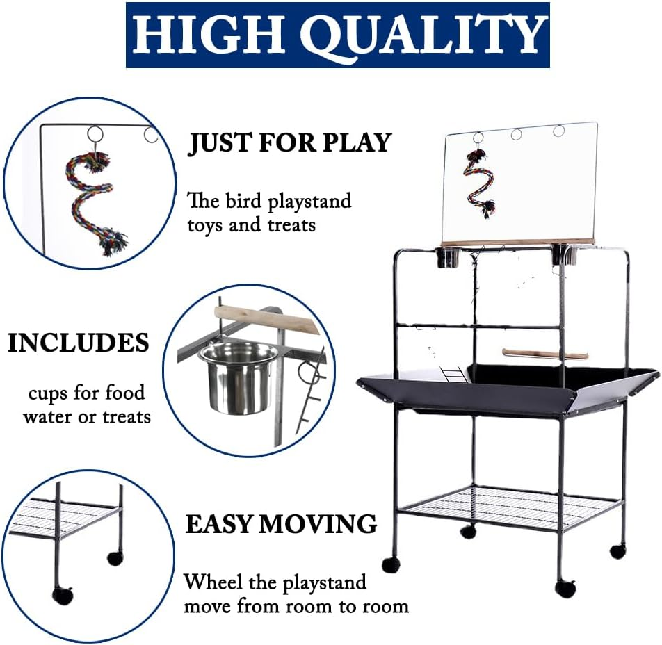 Metal Steel Bird Playground Parrot Playstand Bird Perches Stand, Bird Play Gym Playpen for Parakeet Cockatiel Bird Toys, Bird Cage Accessories image number 4