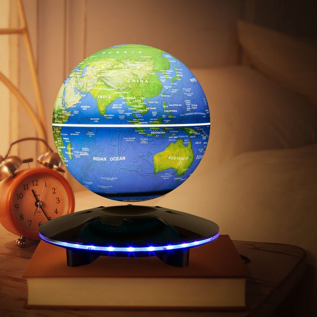 Magnetic Levitating Globe, 6 Inch LED Levitation Floating World Map Globe, Auto Rotation Suspended in Mid-Air with Touch Control for Home Office Desk Decoration image number 3