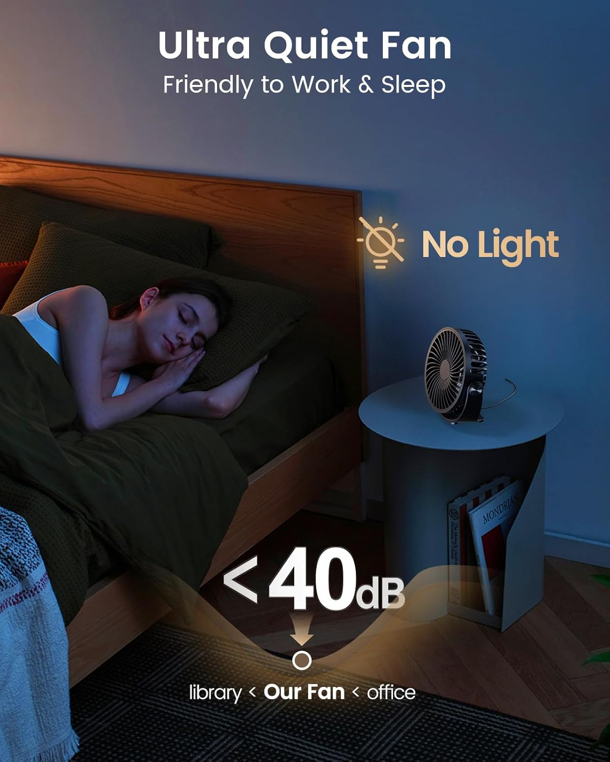 Tripole Desk Fan USB Powered Portable Fans 5 Inch Mini Quiet Fan with 3 Speeds, 360&deg;Rotation Head Small Cooling Fan for Desktop Office Home Travel, Black image number 2