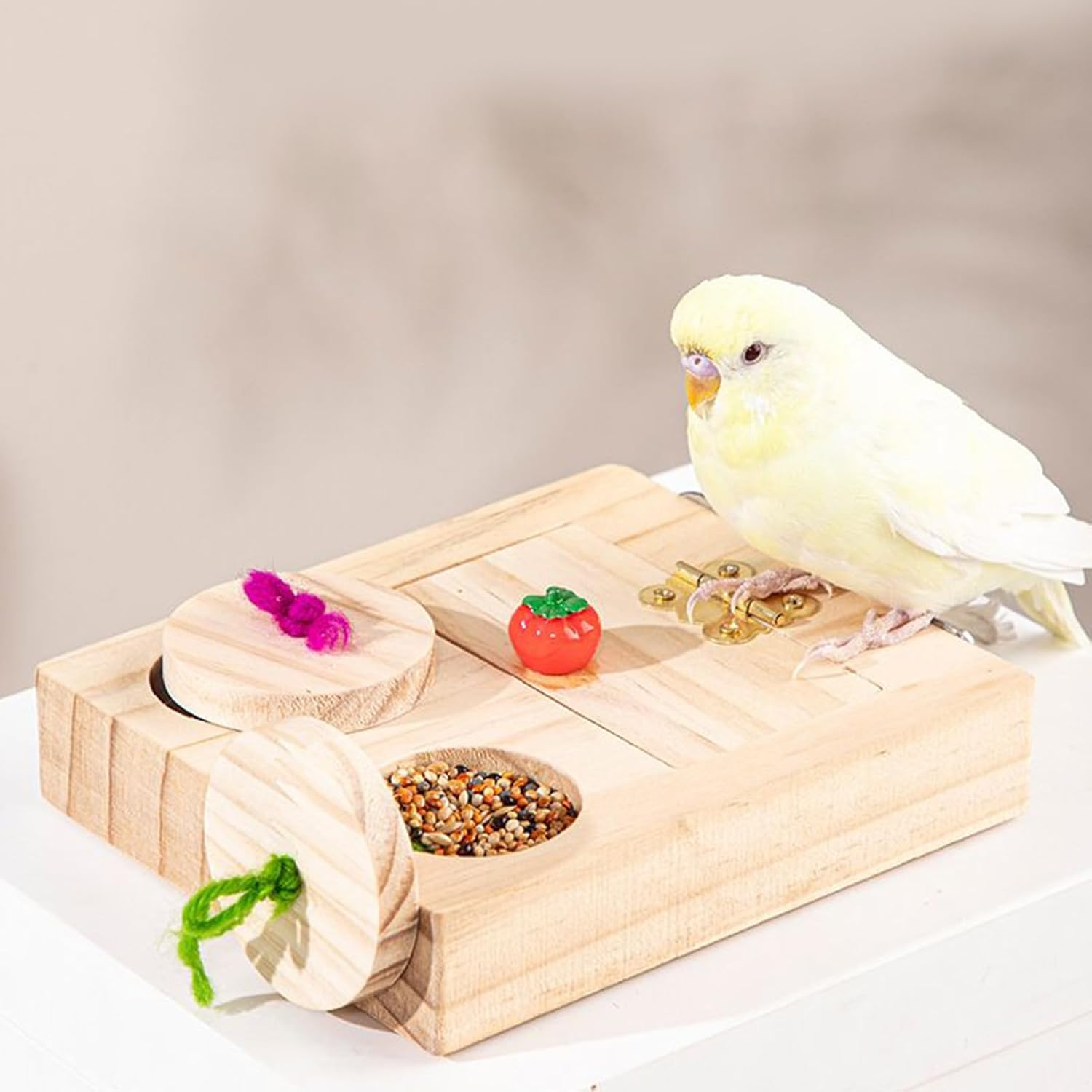 Parrot Foraging Toys | Wood Bird Enrichment Toys,Chewing Feeder Interactive Playground Safe Beak-Healthy for Beak Stimulation Flight Exercise Cage Enrichment Travel image number 5