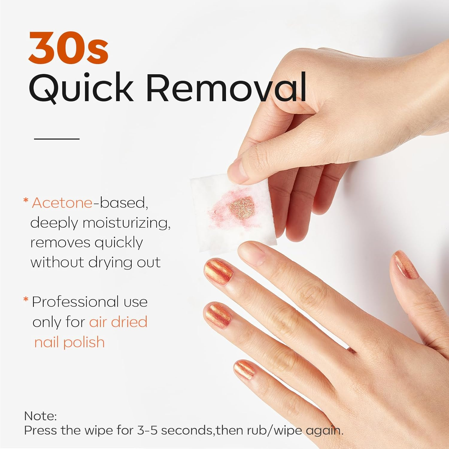 Modelones Nail Polish Remover Pads, 50 PCS Professional Acetone Nail Polish Remover Wipes Individually Wrapped Wet Wipes Easily & Quickly/Lemon-Low Odour/Glycerin Moisturizing/Big Size/Portable image number 5