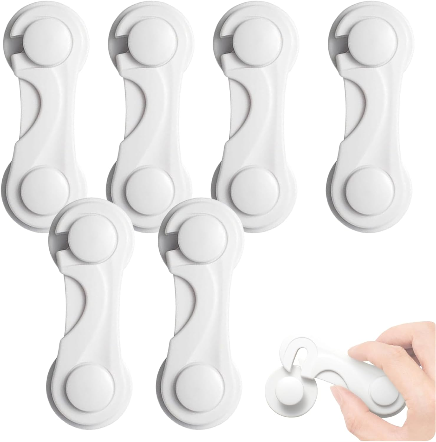 6 PCS Hrenvaxil Child Safety Locks - Child Locks for Cabinets and Drawers, Door Lock, No Drilling for Cabinet Doors, Pantry, Closet, Wardrobe, Cupboard Locks image number 1
