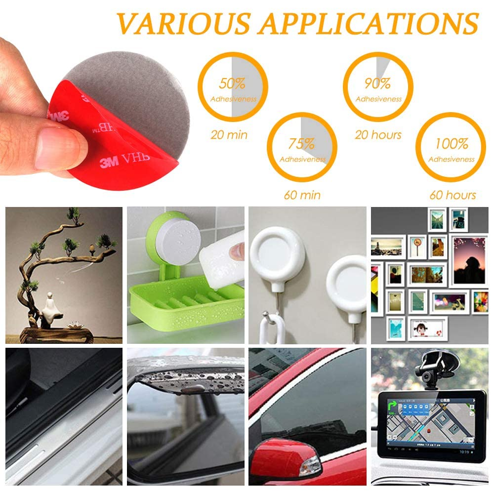 12 PCS 3M Double Sided Foam Adhesive Tape Pads,Round and Square VHB Sticky Pads Replacement Mounting Tape Strong Adhesive Clear Gel Tape Waterproof Foam Tape for Classroom DIY Craft Home Office (30Mm) image number 4