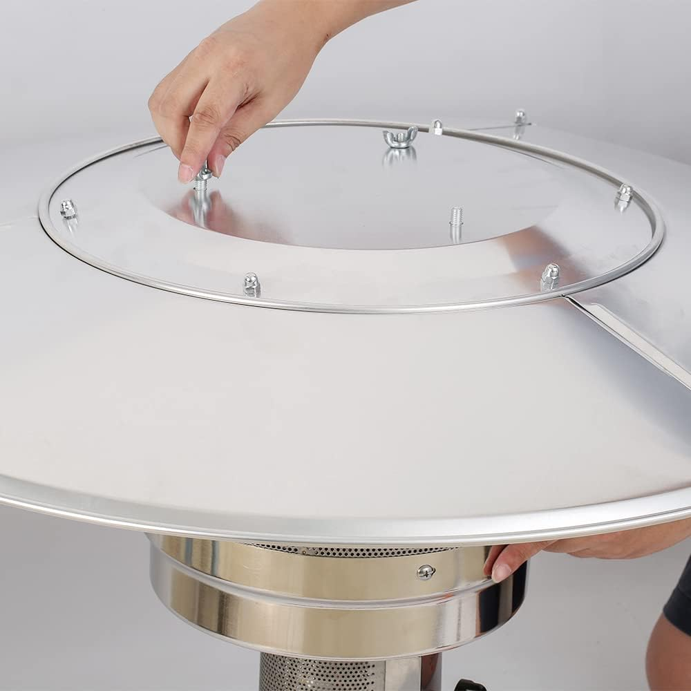 HQQ Outdoor Patio Heater Reflector Shield, Aluminum Heat Reflector Shield Top for Propane Outdoor Heaters,Dome Replacement Parts(3-Hole Mount，33" Diameter Round)