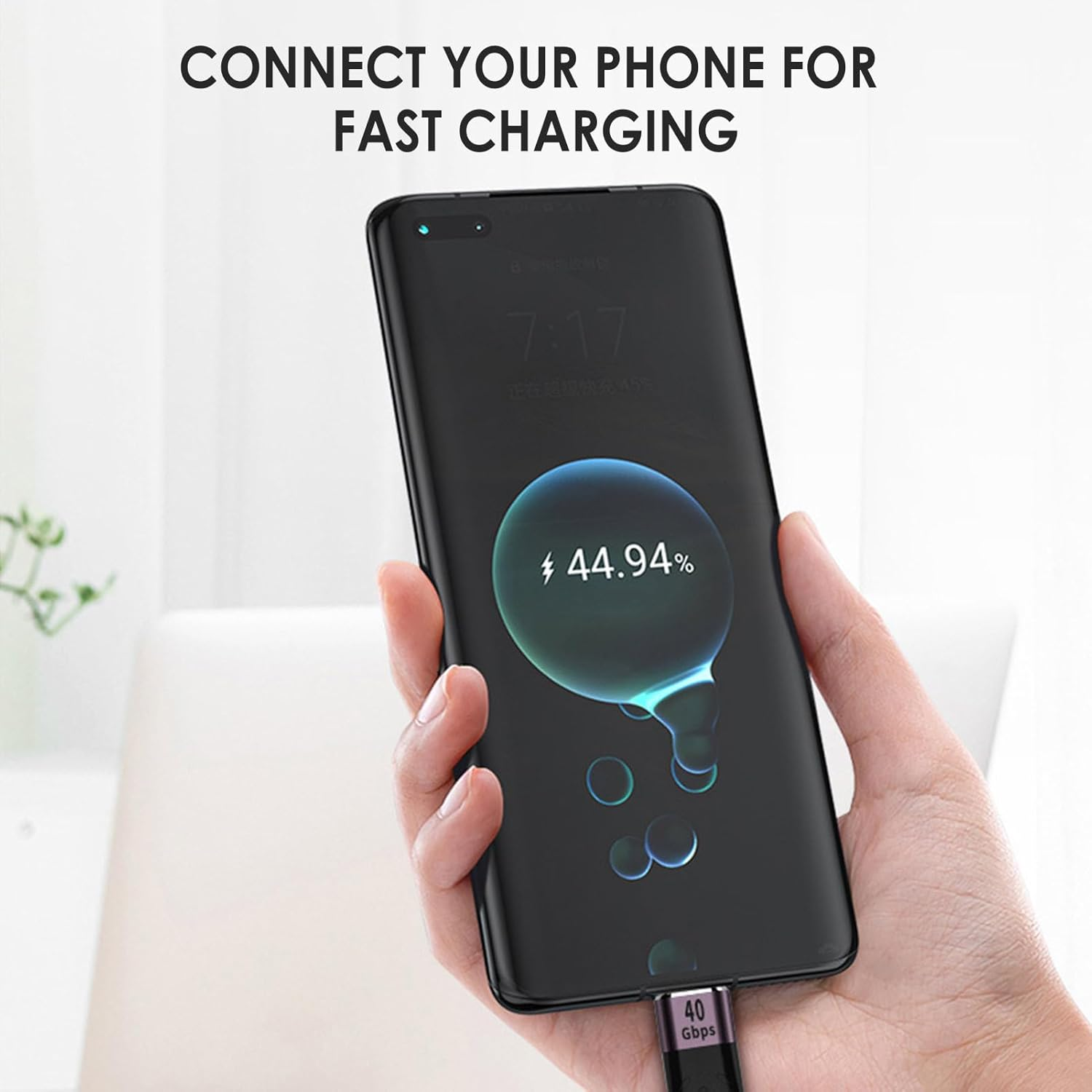 Short USB C Cable 100W - 3.1 Gen 2 USB C to USB C, 40Gbps Data Transfer | PD Fast Charging Cable, Soft Flexible FPC Material, 4K Video Output, Flat Black for Seamless Device Connections image number 6