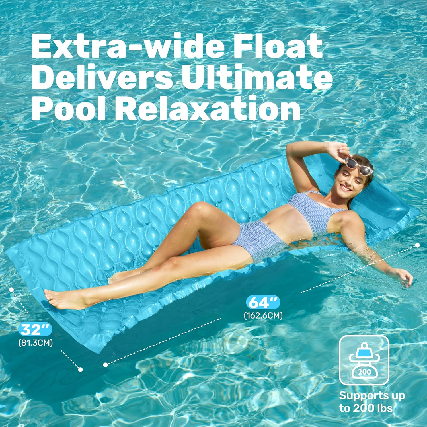 SLOOSH Inflatable Pool Floats Raft,Floating Lounge for Adults, Swimming Pool Mat with Headrest for Summer Water Beach Fun image number 4