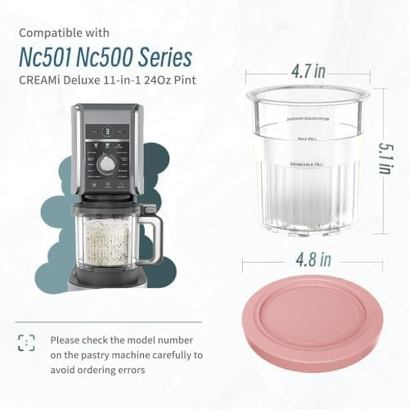 3Tyto 4 Pack 24 Oz Creami Pints and Lids Compatible with Ninja NC501, NC500 Series image number 3