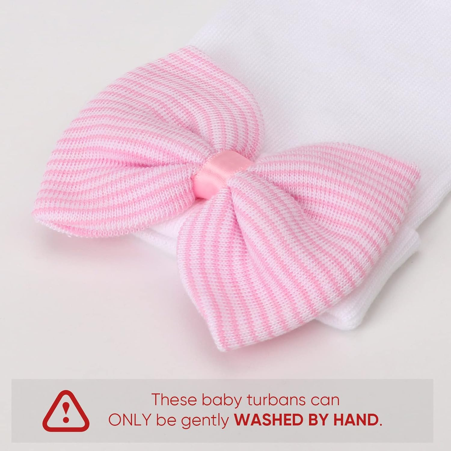 AQOKKA 3 Pack Newborn Hospital Hat Infant Baby Hat Cap with Big Bow Knit Ribbon Soft Cute Nursery Beanie 0-3 Month image number 5