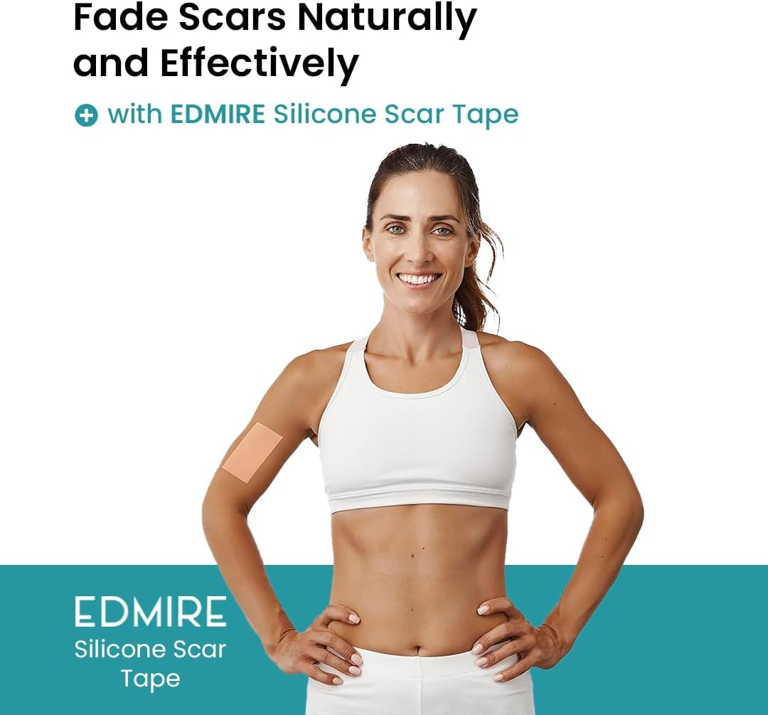 Edmire Silicone Scar Tape &ndash; Soft Reusable Scar Sheets for Surgical Scars, C-Section, Keloid & Burn Marks &ndash; Gentle, Breathable & Waterproof Scar Strips (1.6&rdquo; &times; 60&rdquo; Roll &ndash; 1.5 M, Skin Tone) image number 4