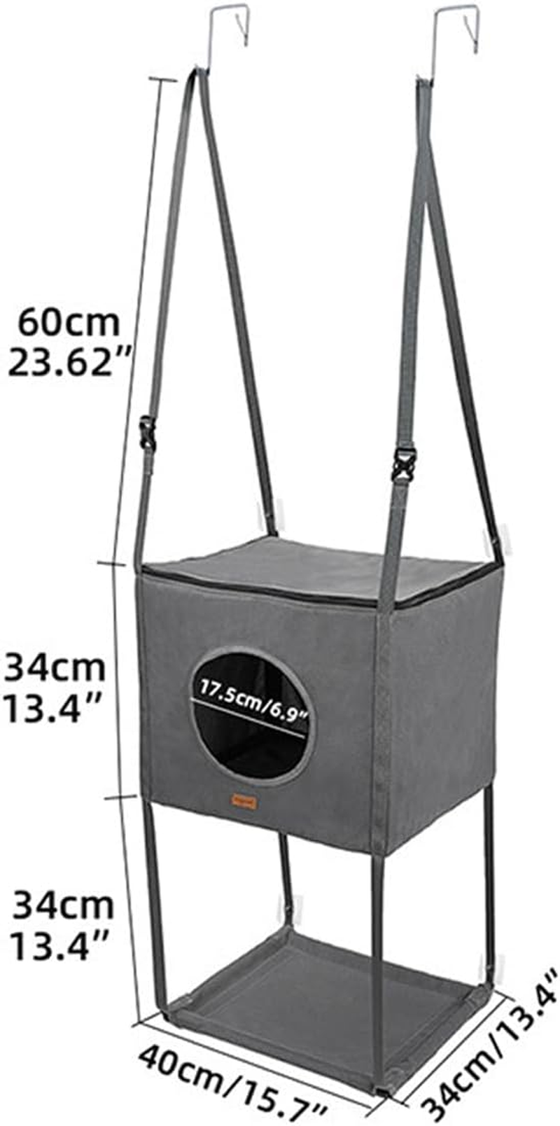 AIMALL Cat Hammock Bed Hanging Cat House Double Layer Door Mounted Cat Nest with Metal Hooks Adjustable Straps PVC Frame Foldable Space Saving Pet Hammock image number 6