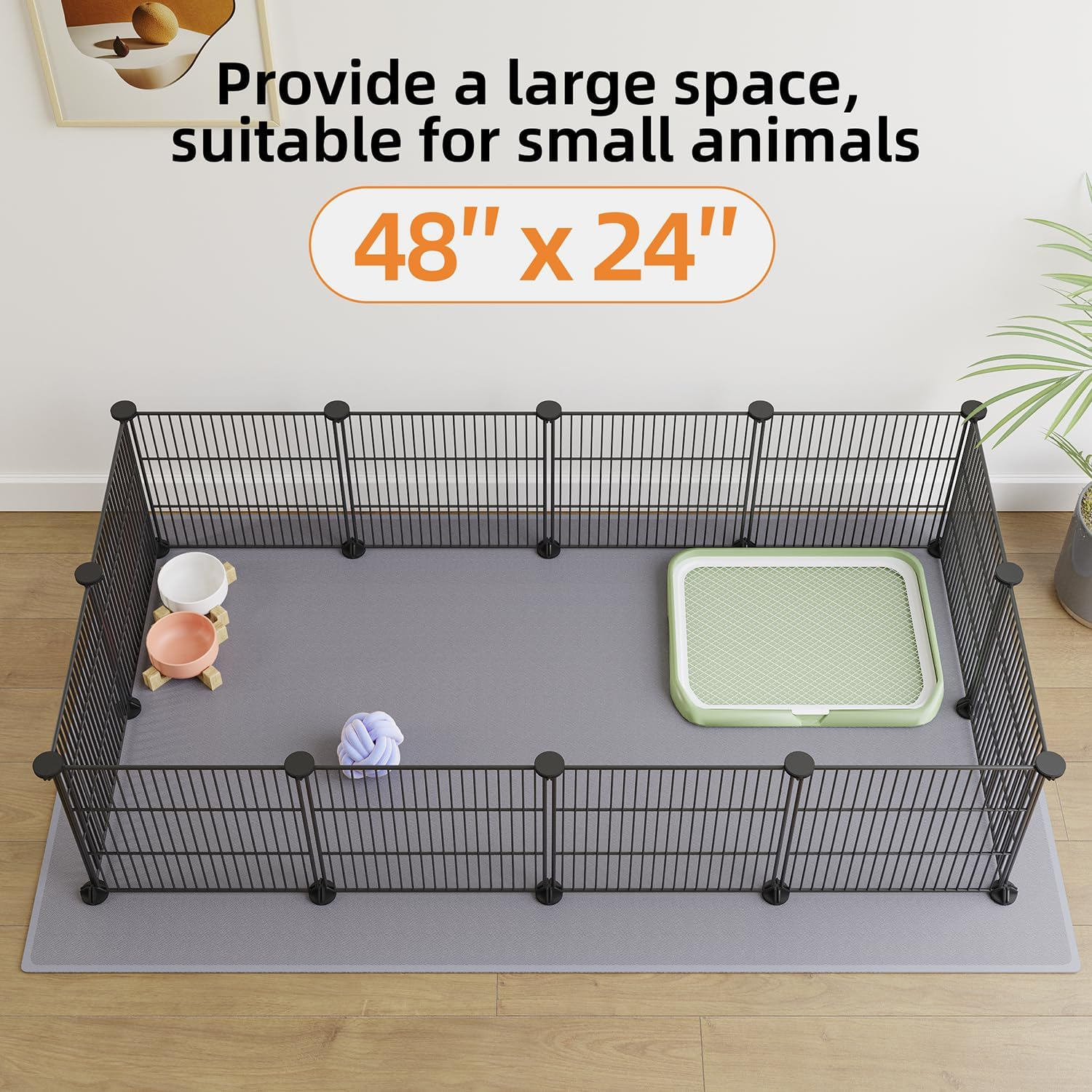 LURIVA DIY Small Animal Pet Playpen, Guinea Pig Cages, Rabbit Playpen, Dog/ Puppy Playpen, Indoor Portable Metal Wire Yard Fence, 15 X 12 Inch, 12 Panels, Black image number 6