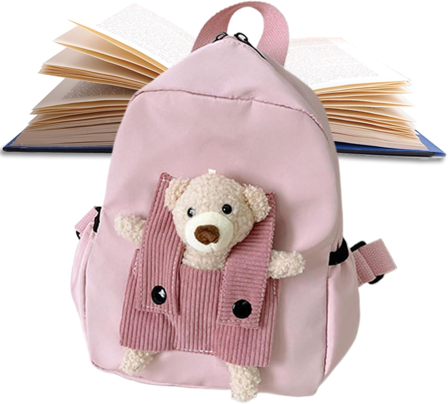 Bear Backpack | Kindergarten Backpack,3D Bear Design Spacious Interior Knapsack for Students Preschool Girls Boys Daily Commute Trips Camping - Pink image number 6
