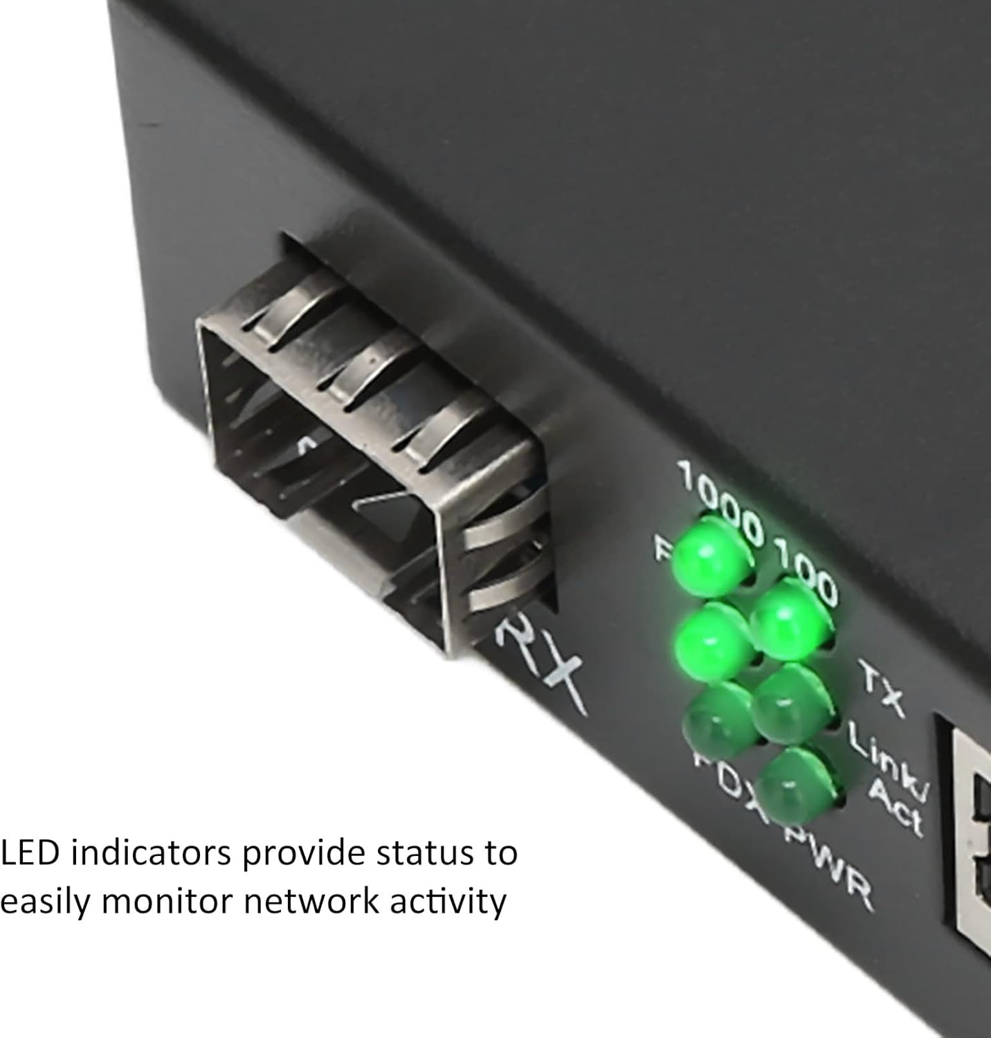 Dual LC Gigabit SFP to RJ45 10/100/1000Base TX to 1000Base FX Multimode Fiber Converter, 850Nm Wavelength Ethernet Media Converter with Heat Dissipation
