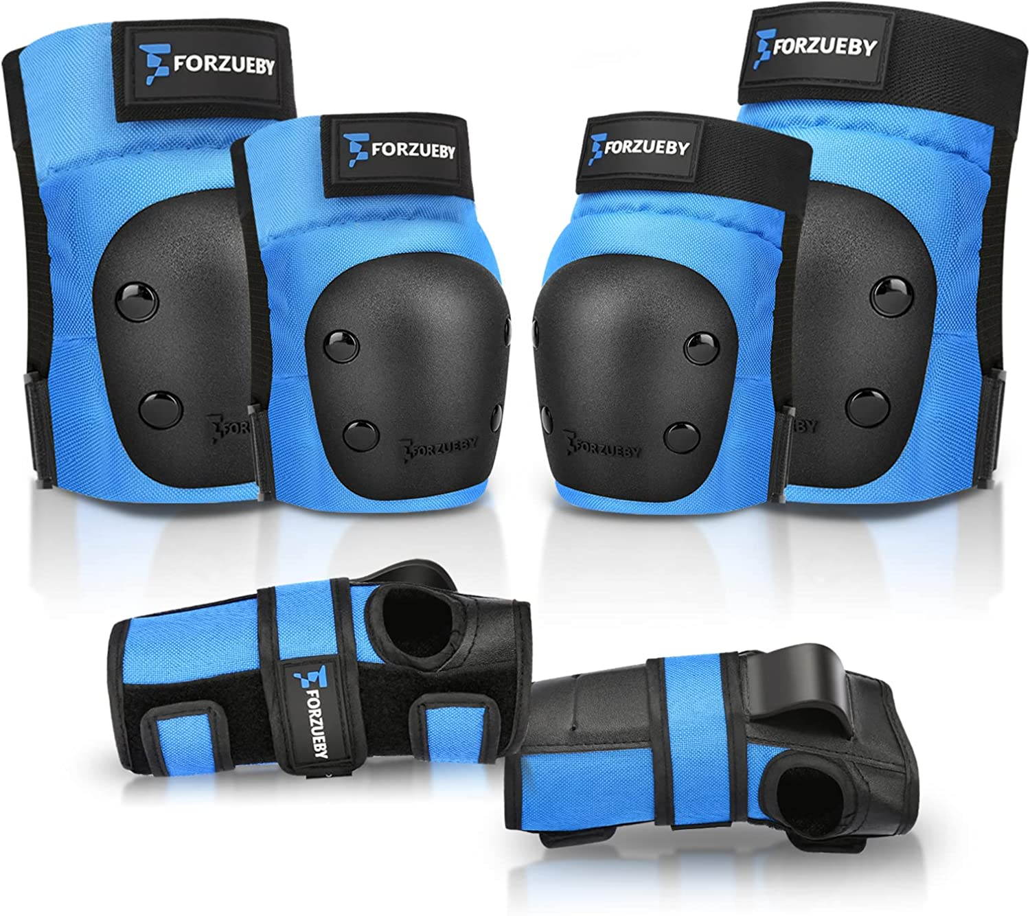 Adult/Kids Knee Pads Elbow Pads Wrist Guards 6 in 1 Protective Gear Set for Inline Roller Skating Skateboarding Scooter BMX Etc.