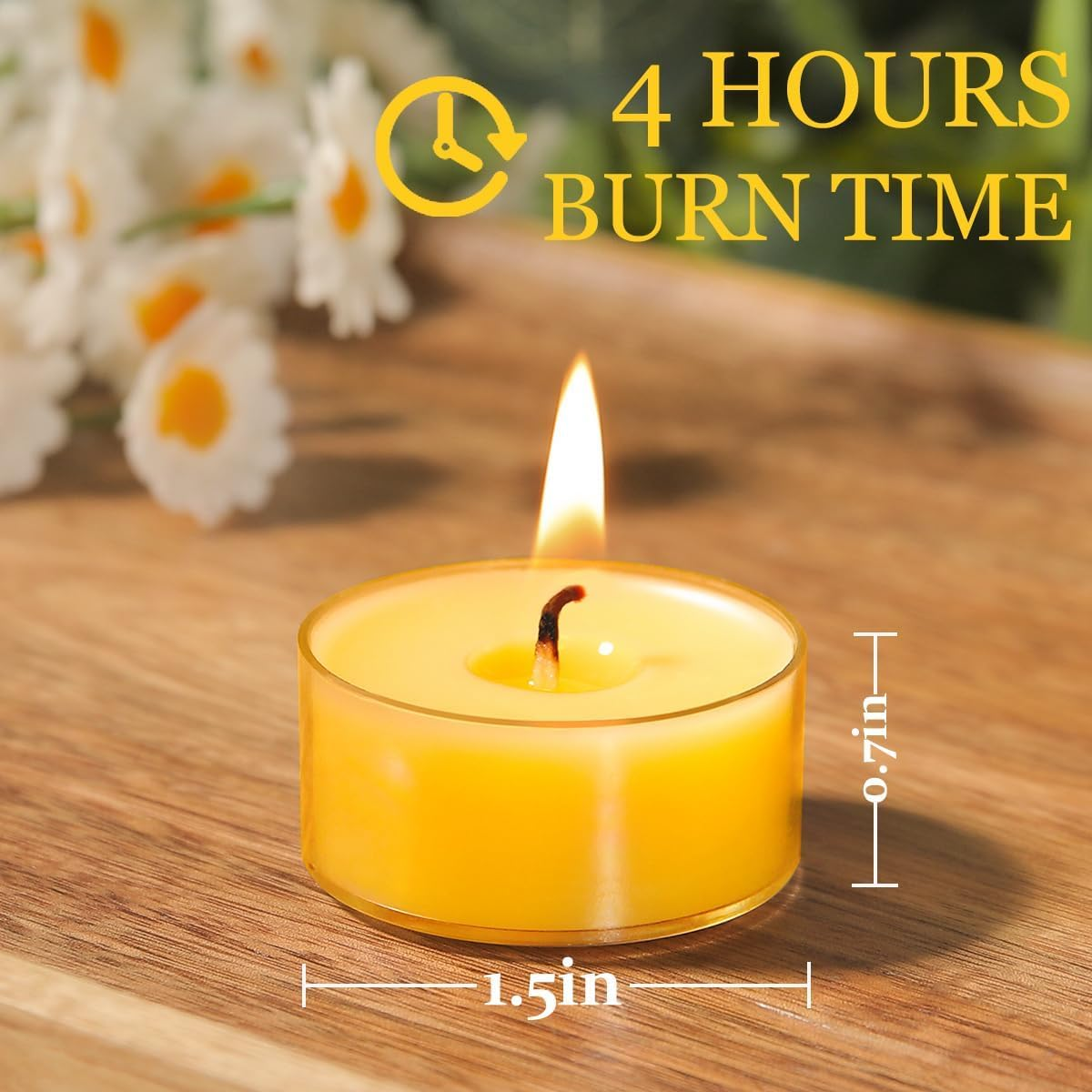 EP Leben 36 Pcs Beeswax Tealight Candles- 4 Hour Burn Time 100% Pure Beeswax Candles Burn Evenly and Clean Bees Wax Candles Bulk Smokeless Beeswax Tea Lights for Relaxing Air Purification image number 2