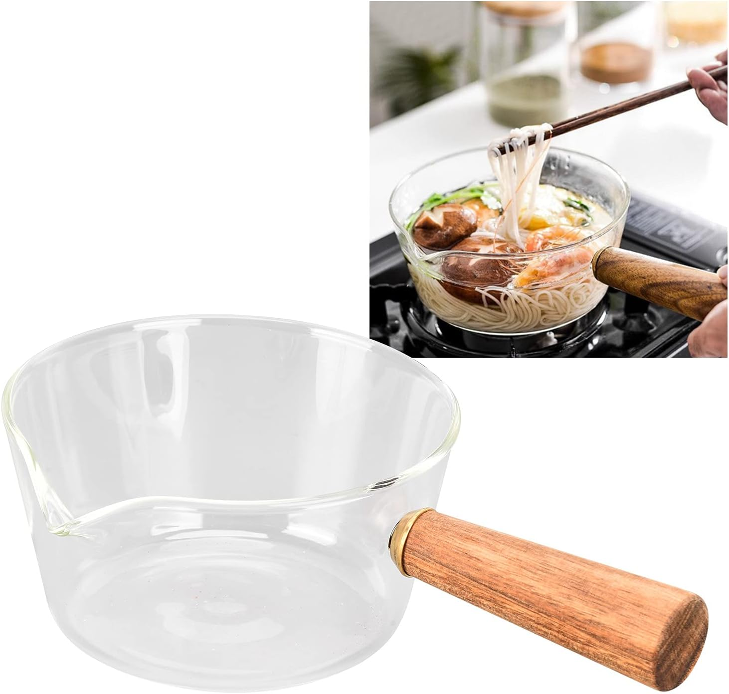 FASJ Milk Saucepan, Safe to Use Milk Pan Easy Cleaning Cookware with Wooden Handle for Restaurant for Home for Kitchen(#1) image number 3