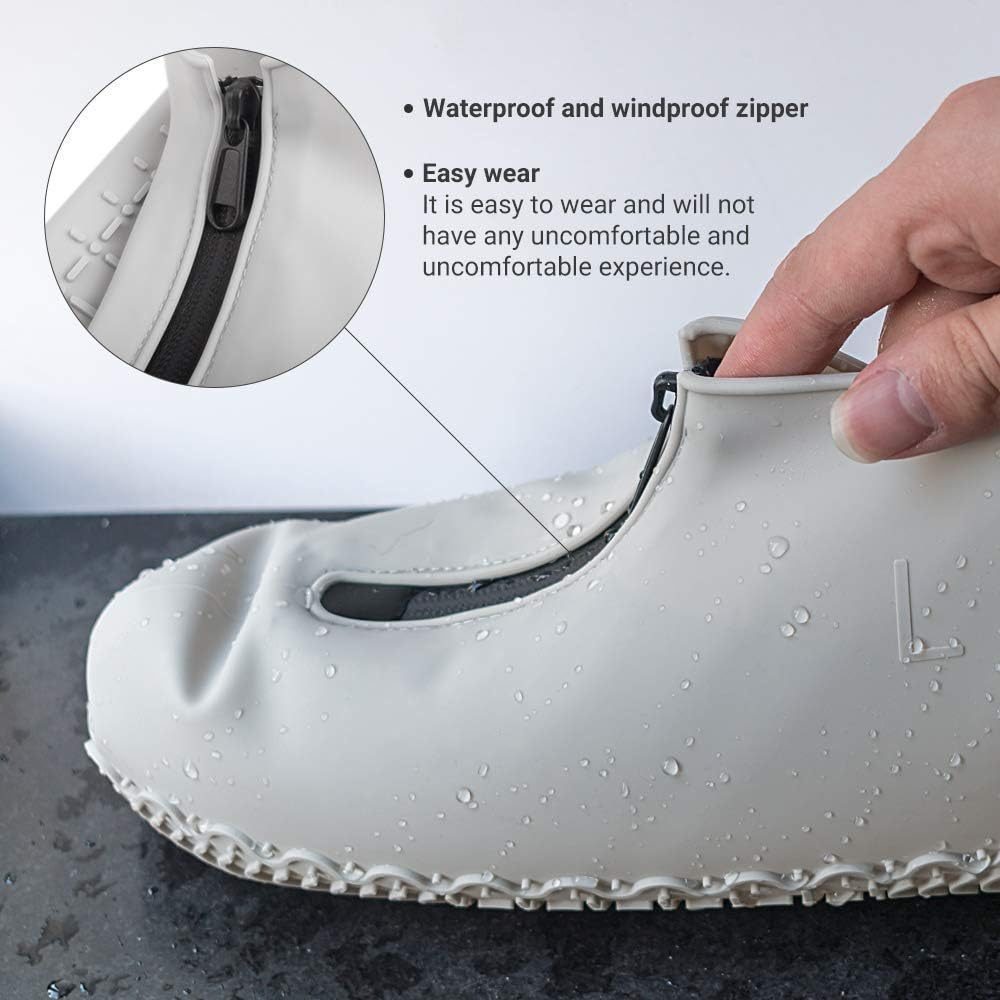 Ydfagak Waterproof Shoe Covers, Reusable Foldable Not-Slip Rain Shoe Covers with Zipper,Shoe Protectors Overshoes Rain Galoshes for Men and Women image number 2