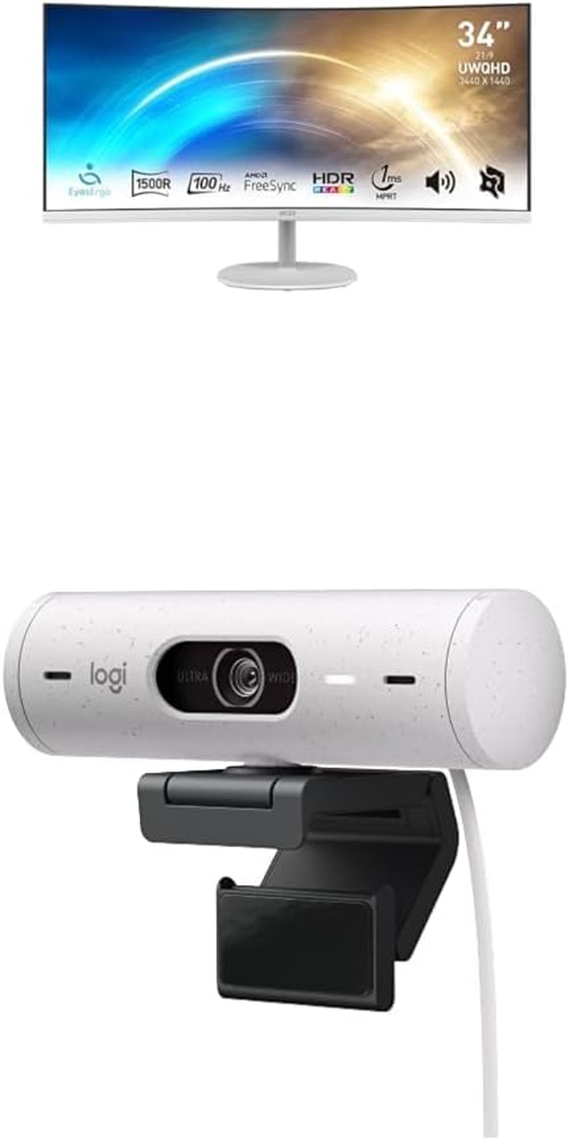 MSI PRO MP341CQW 34" Ultrawide Business Monitor & Logitech Brio 500 Full HD Webcam Bundle