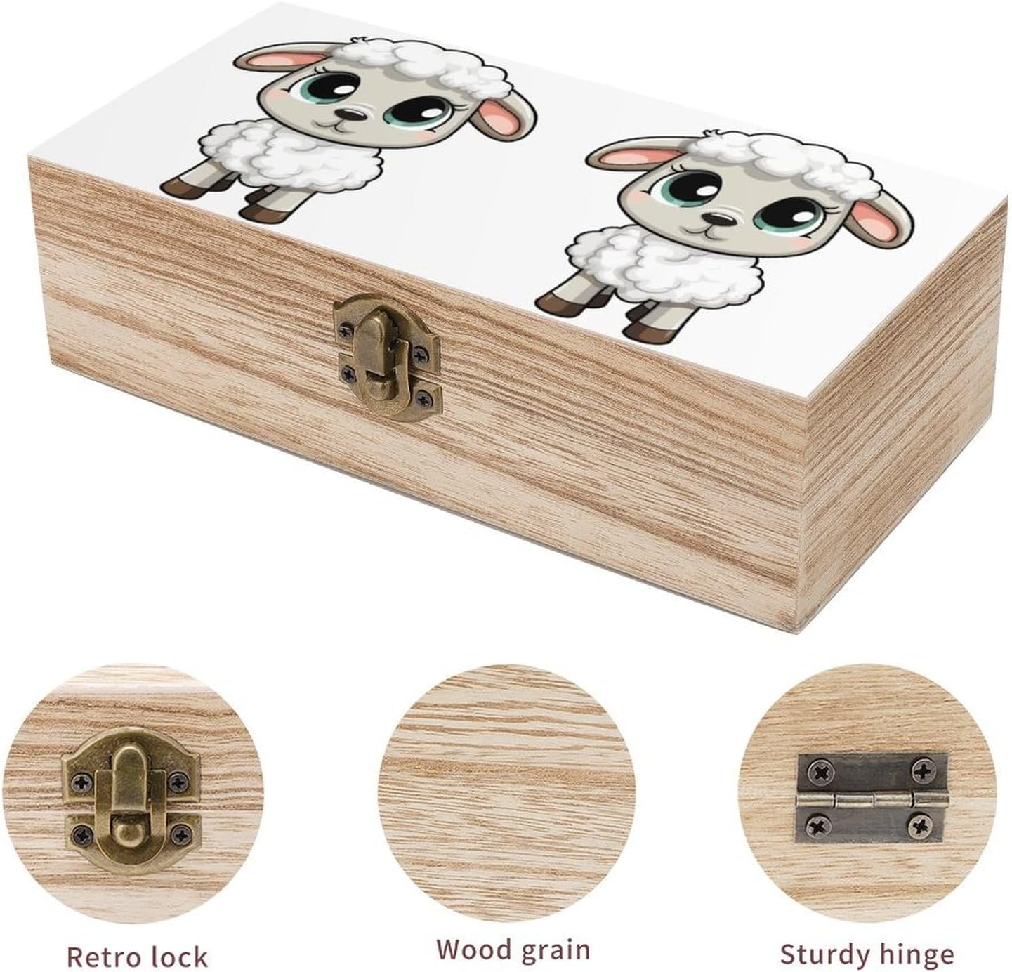 Lamb Wooden Box Wood Wedding Keepsake Boxes with Lids Small Decorative Boxes Lightweight Wooden Memory Storage Box for Crafts Keepsakes Jewelry Photo Letter Storage image number 1
