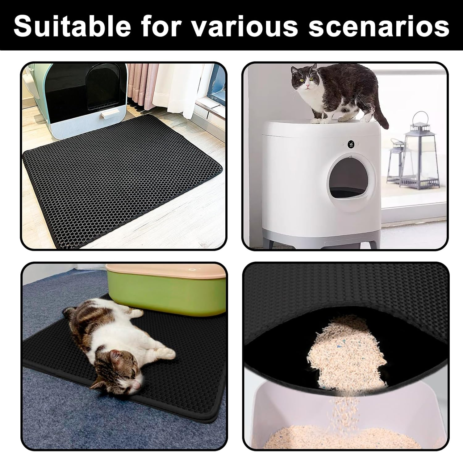 Cat Litter Tray Mat, Cat Mat 90 X 60 Cm, Cat Litter Mat, Waterproof Cat Litter Tray Mat, Double Layer Design, Honeycomb, Cat Litter Tray Mat, Easy to Clean for Cats Dogs