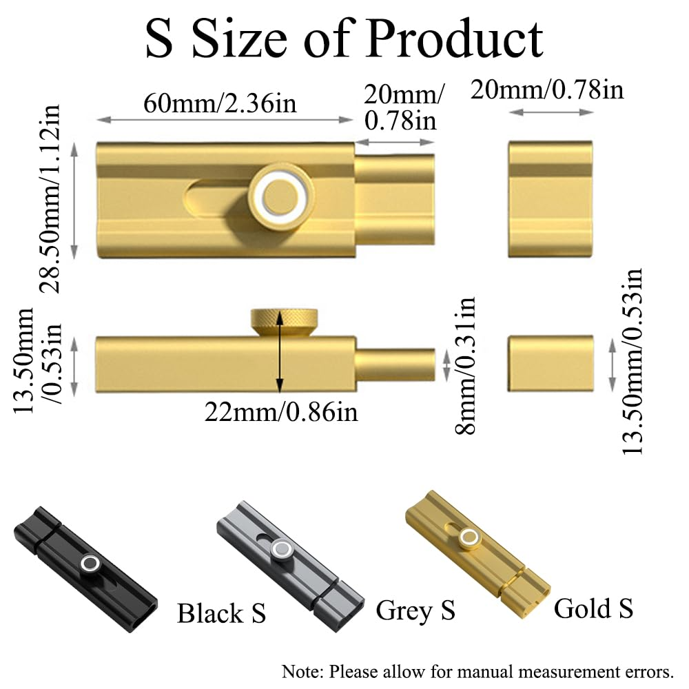Door Bolt Locks 80Mm Aluminum Alloy Slide Bolt Latch Adhesive-Mounted Sliding Locks Home Safety Door Lock for Wood, Metal, Glass and More (Black) image number 5