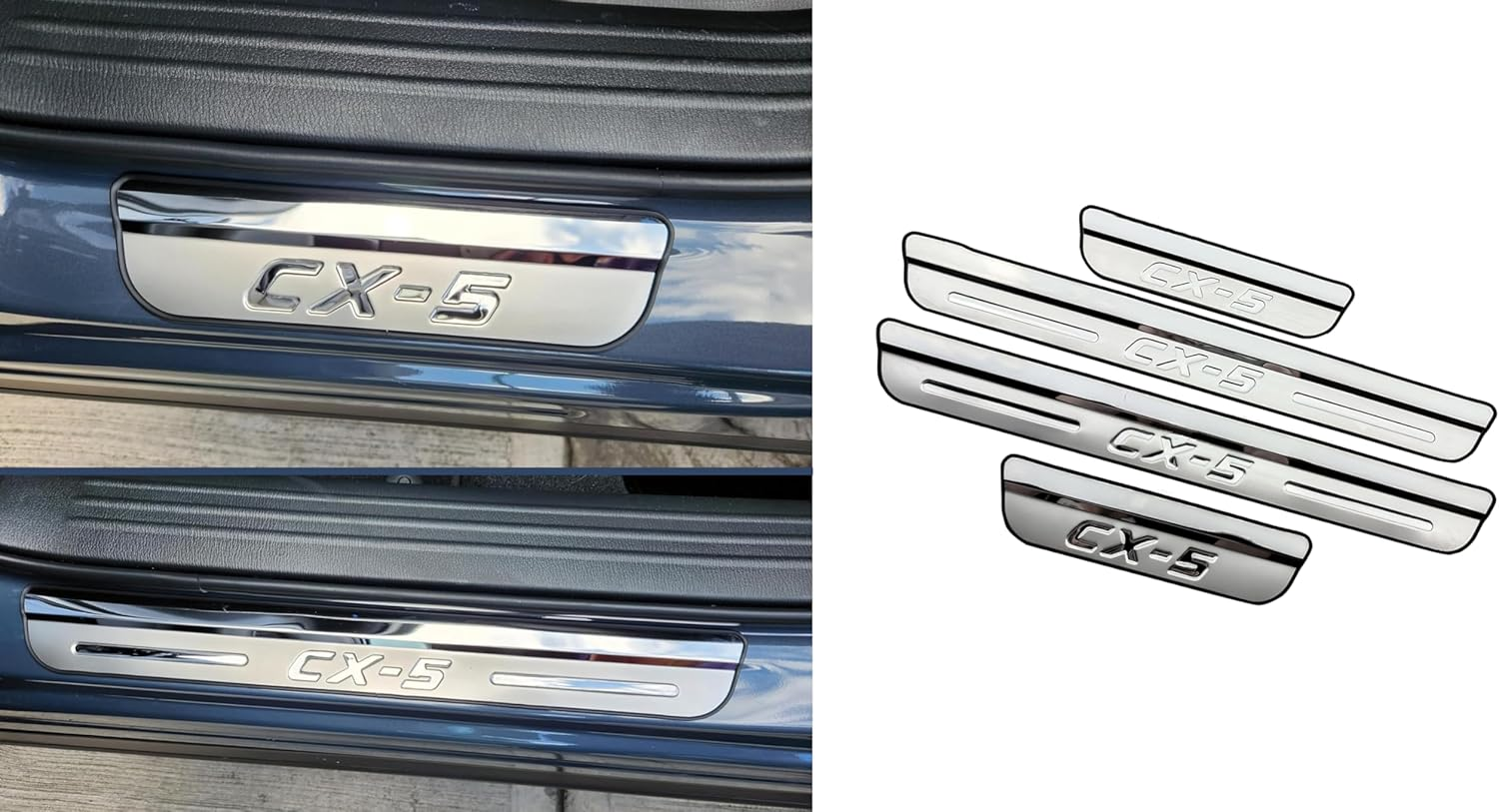 GZBFTDH Car Door Sill Scuff Protector, for Mazda Cx-5 Cx5 2017-2022 Accessories Parts, Stainless Steel with Abs Plastic Door Entry Guard Plate Trim Cover, Auto Interior Accessory Kick Panels 4Pcs Set image number 5