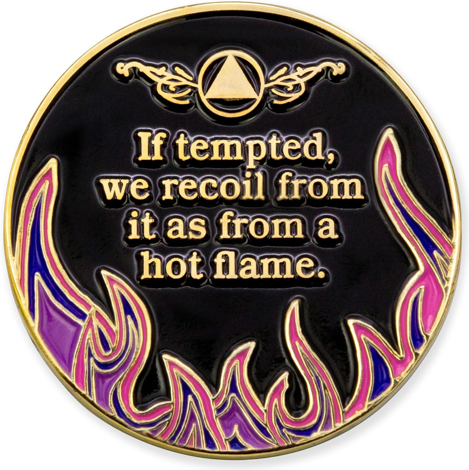 6 Year Sobriety Mint Twisted Flames Gold Plated AA Recovery Medallion/Chip - Black/Pink/Purple/Blue image number 5