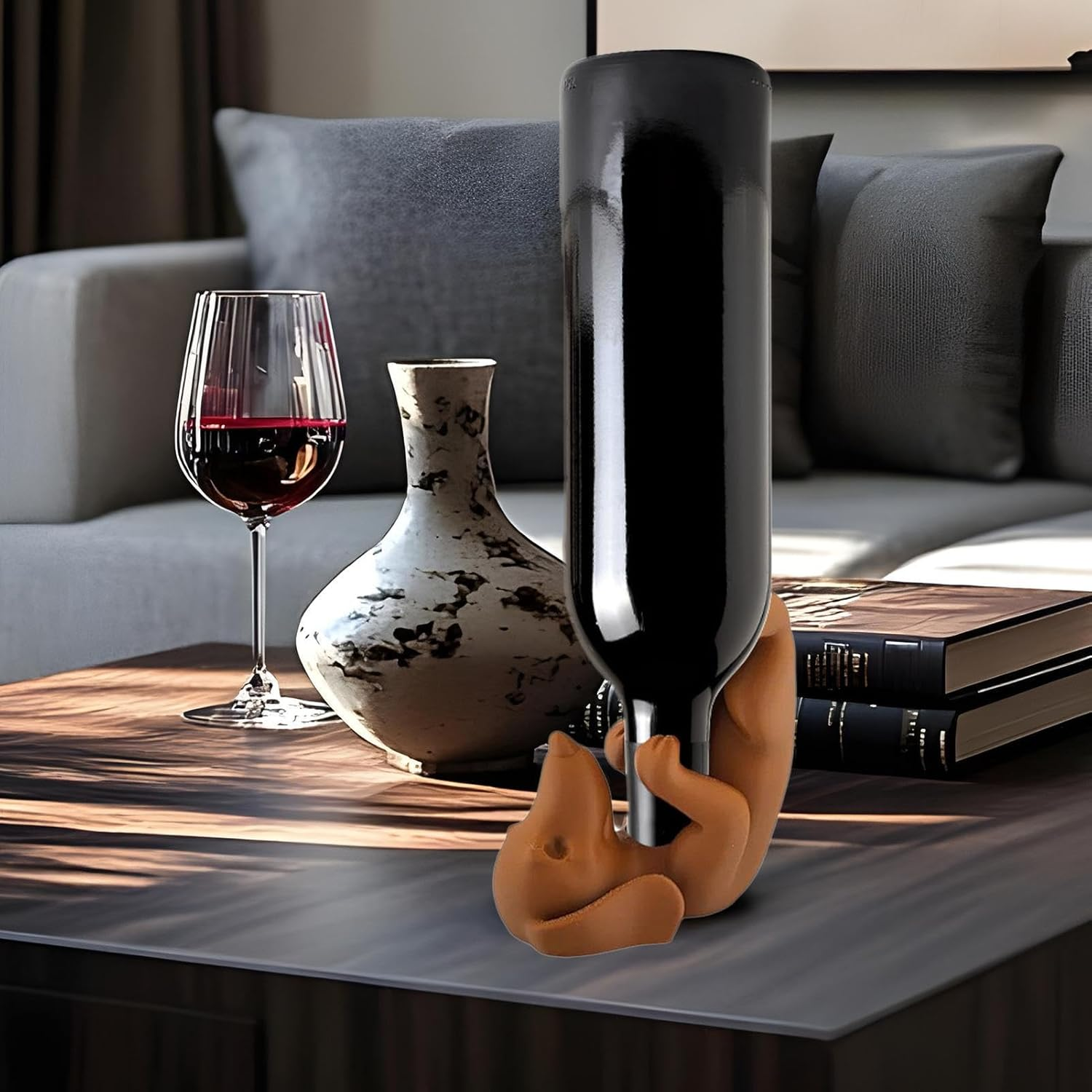 Wine Bottle Holder, Decorative Wine Rack, 3.46 X 4.92 in Fun Dog Liquor Display, Whiskey Organizer Stand, Stylish Bar Decor for Kitchen, Dining Room, Restaurant, Living Room image number 3