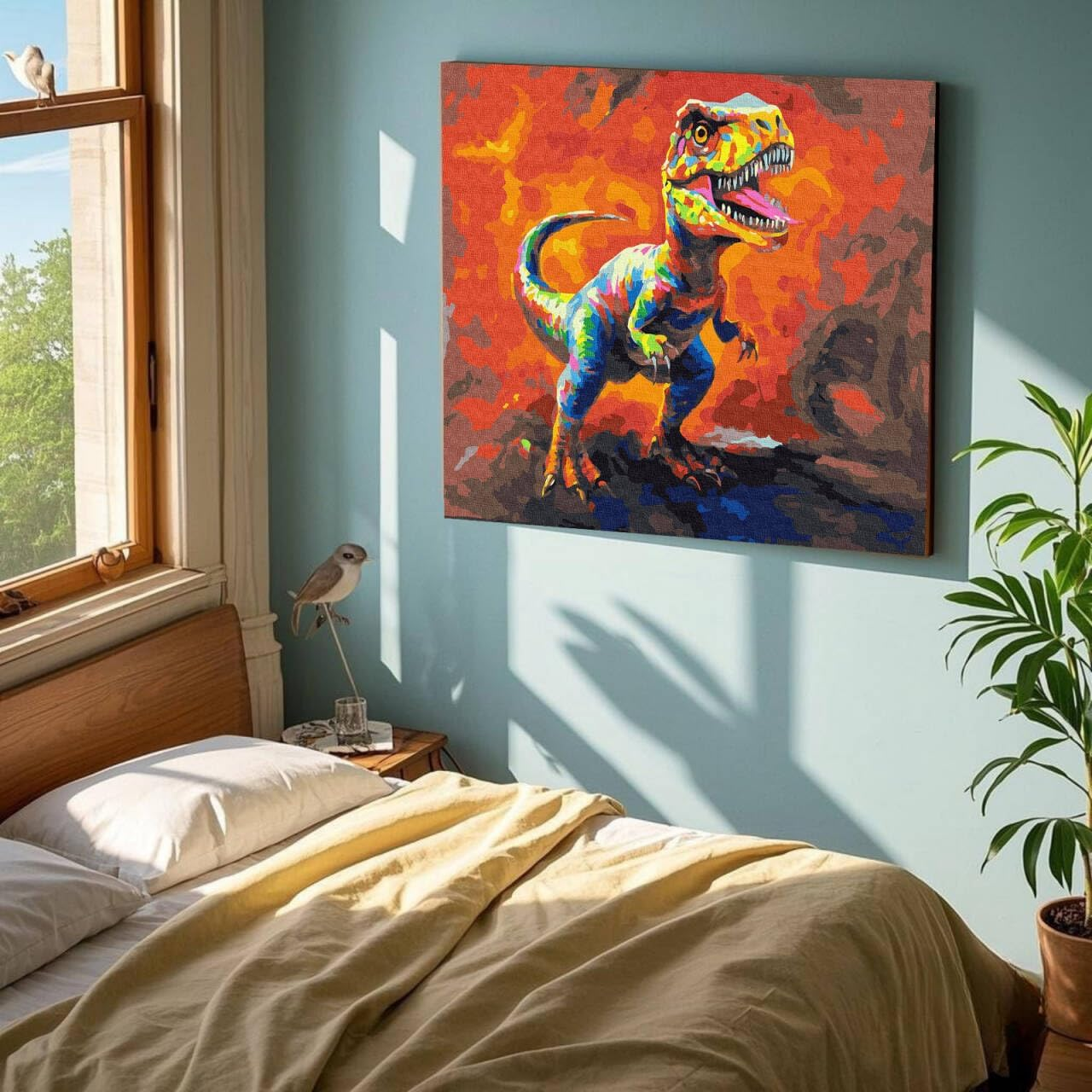 Paint by Numbers for Adults, Paint by Numbers Kits Canvas for Adults Chidlren, Painting by Number for Kids Adult Craft Kits for Home Decor Fighting Dinosaurs 40X50Cm image number 1