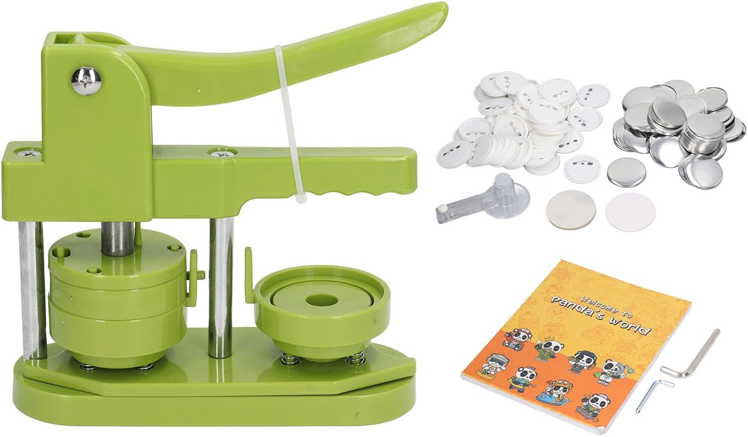 Button Maker Machine, 100Pcs Button Pin Maker DIY round Pin Maker Kit with 400 Button Parts, Button Press Machine Badge Press Machine for Family Present (58Mm) image number 5