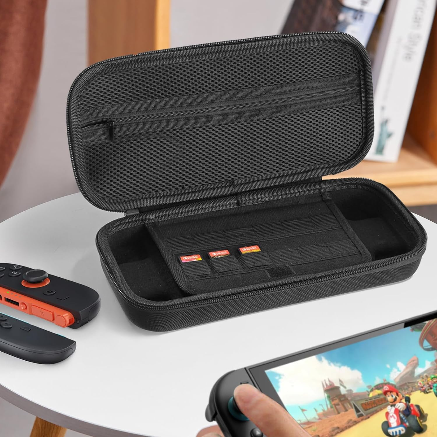 TUCANA Carry Pouch Case Compatible with Nintendo Switch 2 (2025), Switch 2 Portable Hard Travel Case with Pockets and 20 Game Cartridges for Switch 2 Accessories （Black）, Black, Solide image number 6