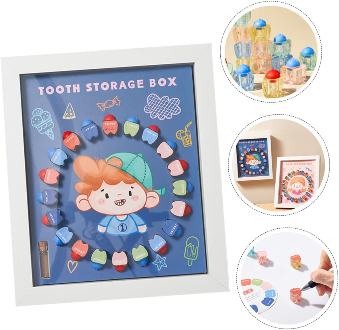 Baby Tooth Saver Box and Keepsake Container for Kids Crystal Case Photo Frame for Storing Deciduous Teeth and Childhood Memories image number 4