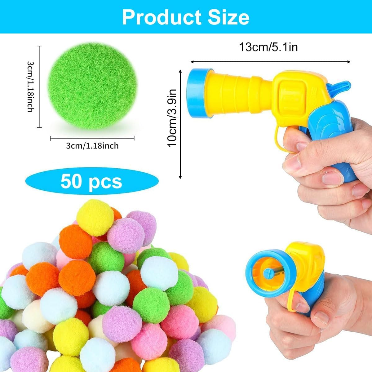Cat Toy 50 Balls, Cat Ball Launcher, Cat Balls, Kitten Pompom Toy Balls, Plush Kitten Pet Toy Balls, Interactive Toy for Indoor Pet Cats Dogs image number 6
