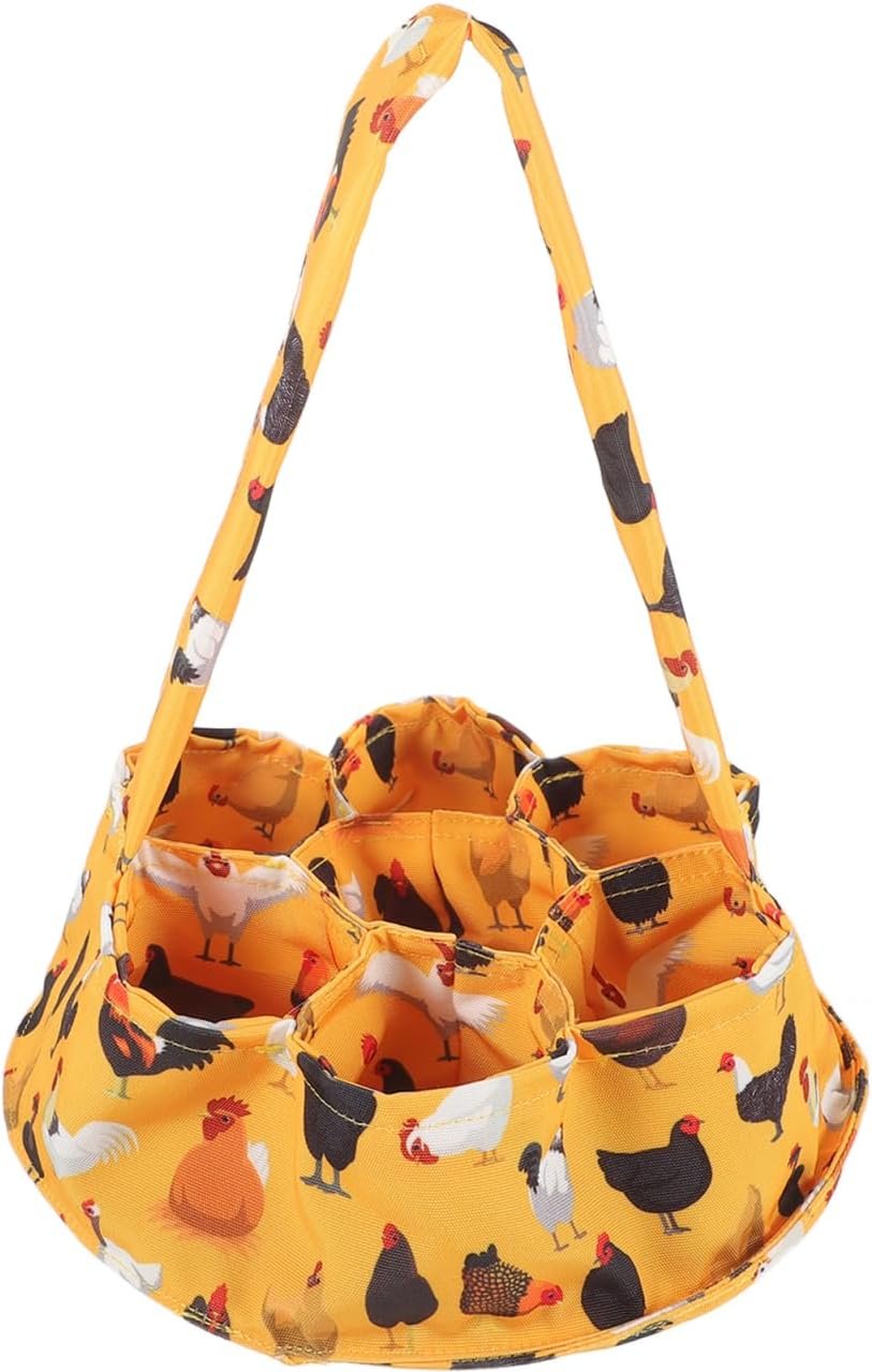 Egg Collection Basket with 7 Pouches for Chickens Ducks Geese - Canvas Storage Bag for Farmhouse and Garden Use image number 3