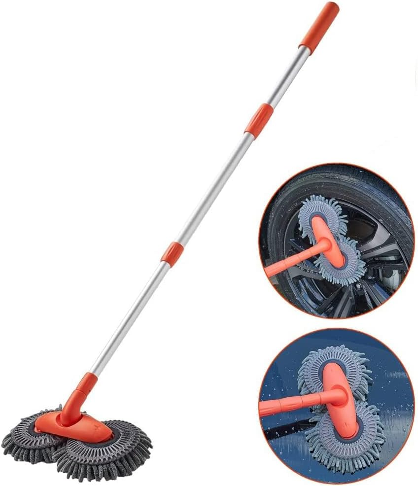 Double Head Car Wash Brush Mop with Long Handle 54" Microfiber Car Wash Brush Car Wash Kit, IGUGIG Soft Car Wash Mop Car Wash Mitt Scratch-Free Car Washing Kit Car Cleaning Supplies for Truck RV Boat SUV image number 5