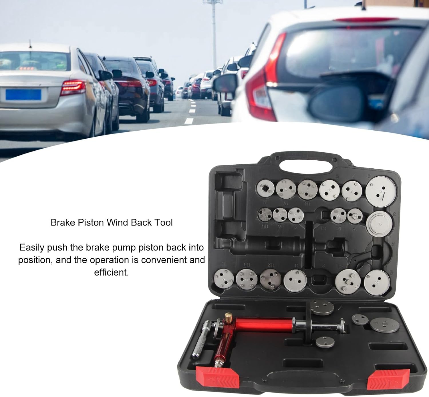 Pneumatic Brake Caliper Piston Wind Back Compression Spreading Tool, Heavy Duty Brake Caliper Compression Tool Caliper Piston Tool for Brake Pad Replacement Reset image number 6