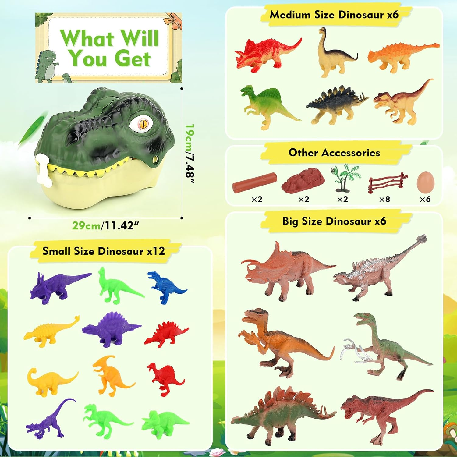 Dinosaur Toys for Kids,45Pcs Realistic Dinosaur Figure Playset with Eggs Trees Fence and a Dino Storage Box to Create a Dino World,Educational Figures, Dinosaur Toys for Toddler Age 3 4 5 6 7 Year Old image number 5