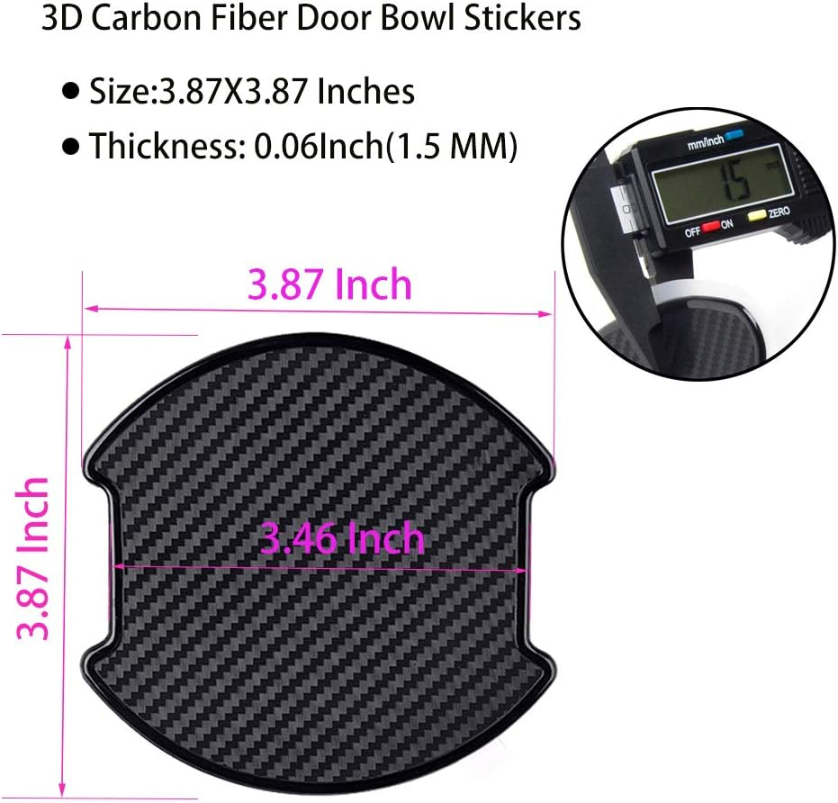 4 Pack TPU Carbon Fiber Door Handle Cup Guards, Black, Large, Modern Style, Easy Install, Durable, Outdoor Use image number 1