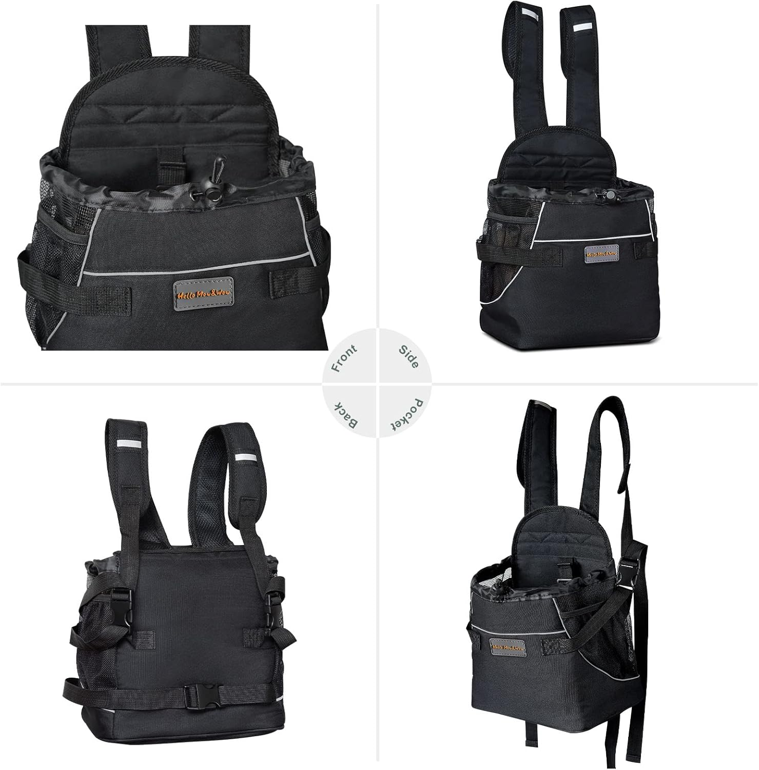 Dog Carrier for Small Dogs (M) &ndash; Front & Back Wear Pet Sling, Soft Hands-Free Travel Bag for 5&ndash;7 Lb like Chihuahua, Yorkie, Pomeranian, Maltese, Mini Poodle Chest Girth &le;15.7&rdquo;,Black