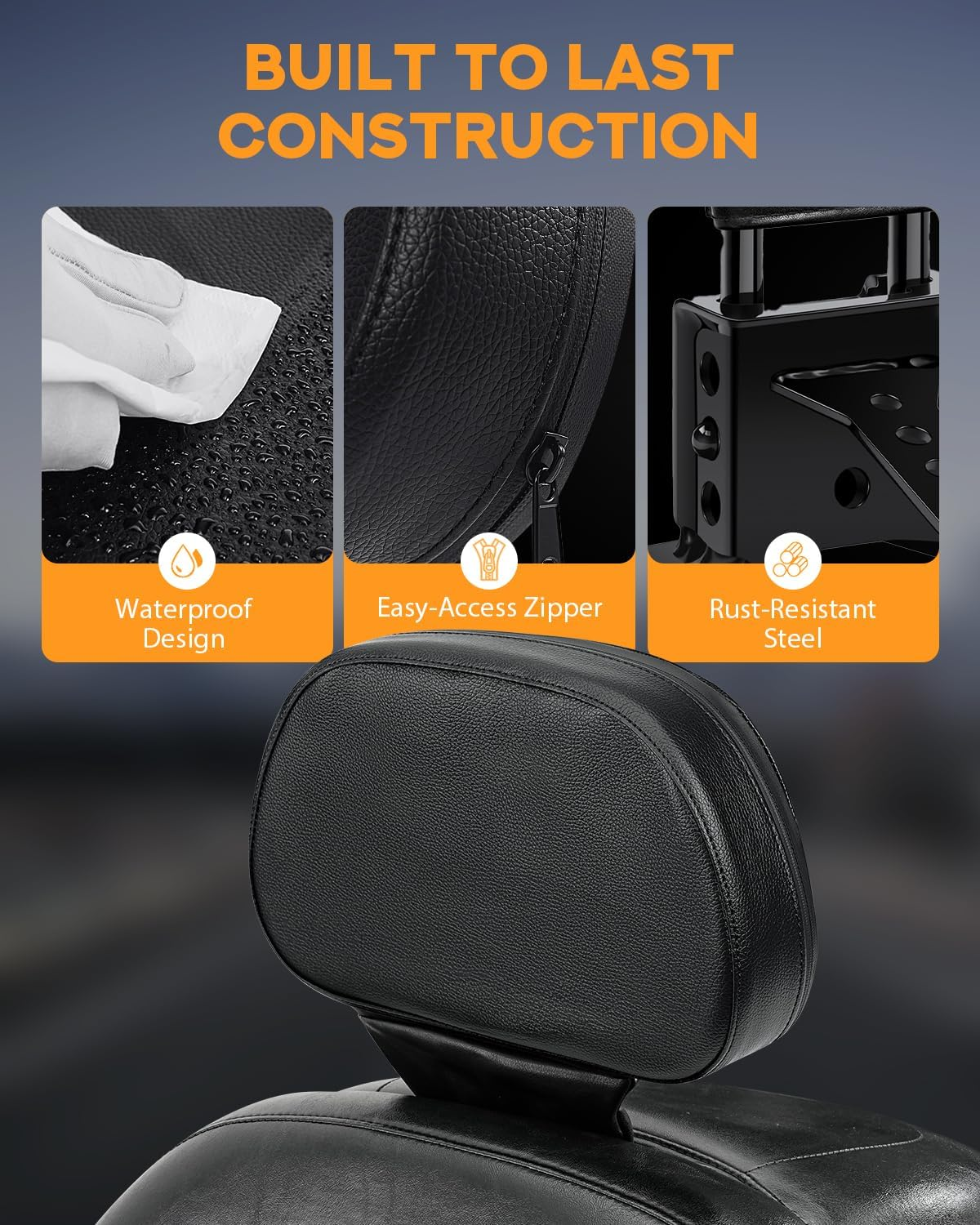 PBYMT Driver Rider Backrest, Adjustable Plug-In Back Rest Fit for Harley Davidson Touring Street Glide Road Glide Electra Glide Road King 1997-2024, Black image number 2