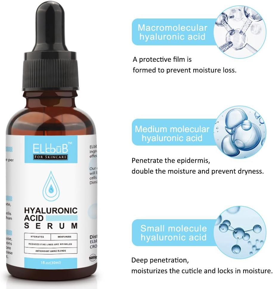 Hyaluronic Acid Serum for Face 30Ml | Anti-Aging Wrinkle Serum | Deep Hydration, Moisturizing & Firming | Smooths Fine Lines, Brightens & Softens Skin | Lightweight Fast Absorbing | Pack of 2 image number 5