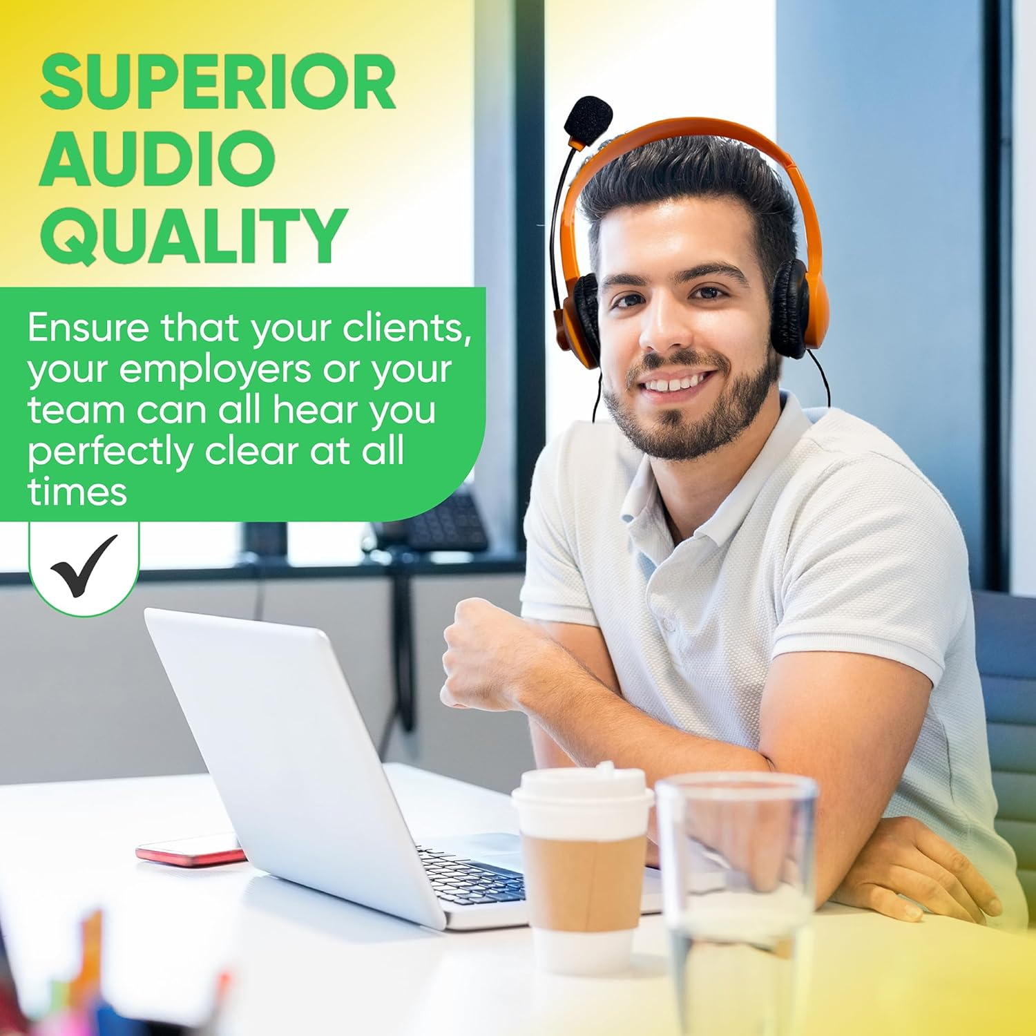 5 Pack Bulk Wired On-Ear Leather Headsets with Boom Microphone and 3.5Mm Connector, Black image number 5